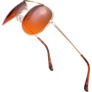 image:imageThe Fresh HD High Definition Vision Driving Golf Classic Large Metal Frame Blue Blocker Lens Aviator Sunglasses with Gift Box