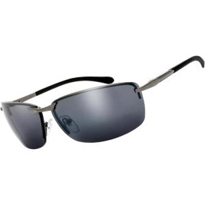 image:imageThe Fresh Rimless Spring Hinged Vintage Rectangle Sunglasses with Gift Box 2Matte Gun grey Grey