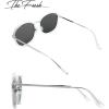 image:imageThe Fresh Fashion Metal Temples Iridescent Mirror Flat Lens Square Sunglasses with Gift Box 2CrystalSilver Silver Mirror