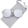 image:imageThe Fresh Fashion Metal Temples Iridescent Mirror Flat Lens Square Sunglasses with Gift Box 2CrystalSilver Silver Mirror