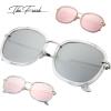 image:imageThe Fresh Fashion Metal Temples Iridescent Mirror Flat Lens Square Sunglasses with Gift Box 2CrystalSilver Silver Mirror