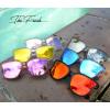 image:imageThe Fresh Womens Horn Rim Metal Accent Mirrored Square Flat Lens Cat Eye Sunglasses with Gift Box