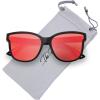 image:imageThe Fresh Womens Horn Rim Metal Accent Mirrored Square Flat Lens Cat Eye Sunglasses with Gift Box