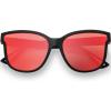 image:imageThe Fresh Womens Horn Rim Metal Accent Mirrored Square Flat Lens Cat Eye Sunglasses with Gift Box