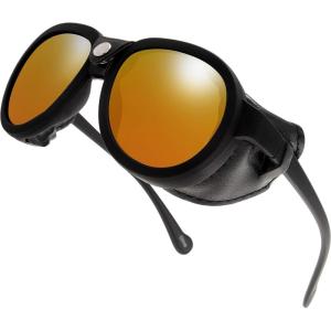 image:imageThe Fresh Gothic Steampunk Side Shield Goggles Retro Sunglasses Rubber Frame with Leatherwear For Men Women  Exquisite Packaging 620504Rubber Black Orange Red Mirror